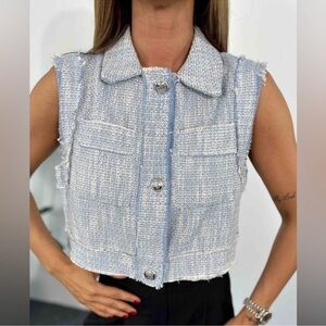 Zara Blue Tweed Vest